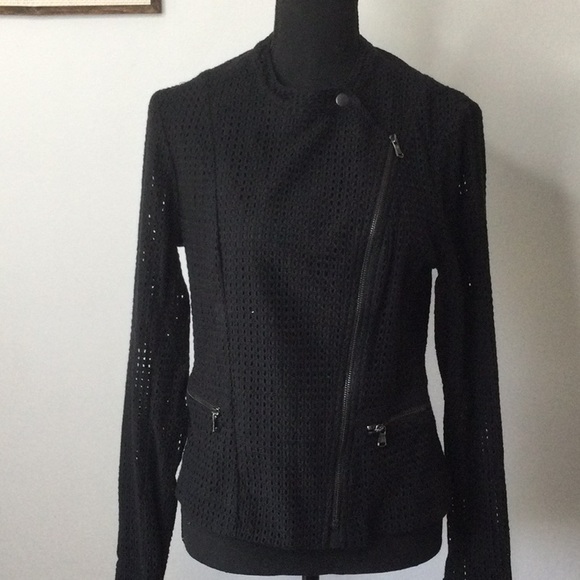 Woven black moto jacket by Drew cotton size 12 new - Picture 4 of 9